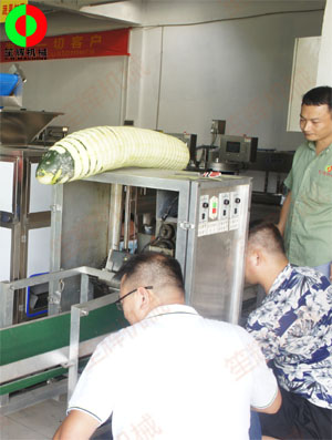 東莞客戶來廠現(xiàn)場測試臥式冬瓜削皮加工機(jī)械設(shè)備,！